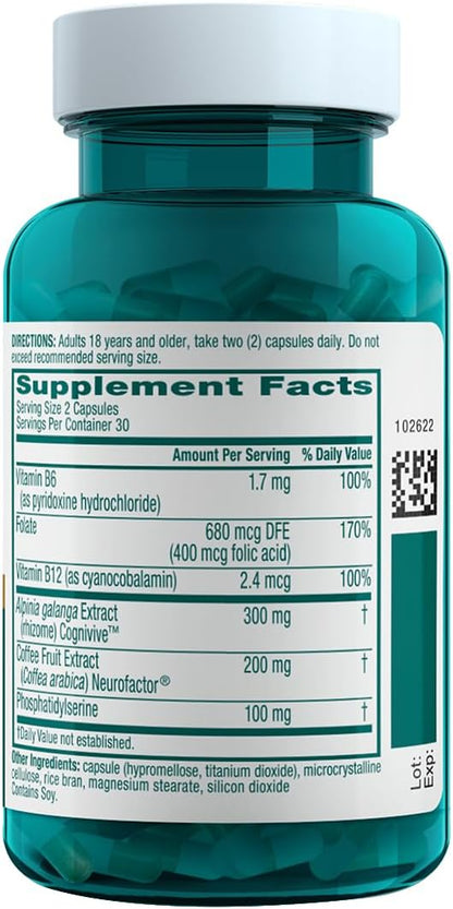 NEURIVA Ultra Decaf Brain Supplement – Clinically Tested Nootropic for Memory, Focus and Concentration – 60 Capsules (2-Pack)