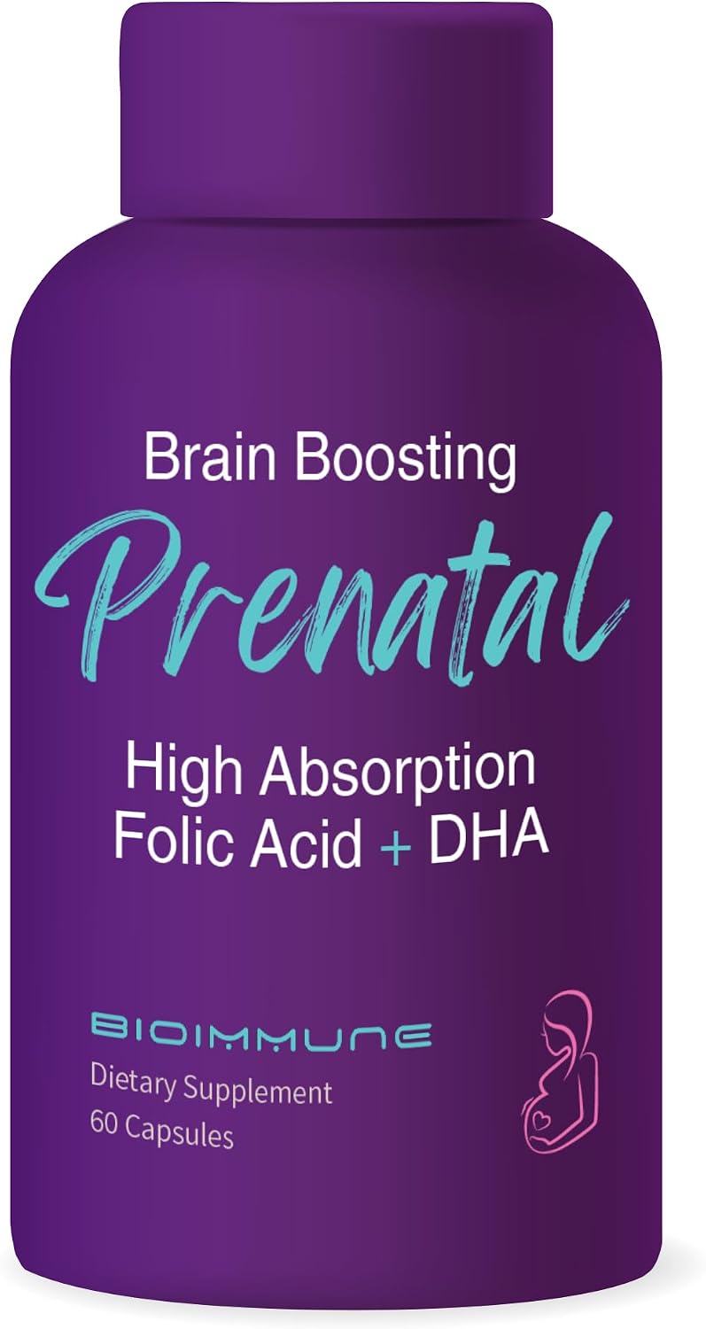 BioImmune Ultra Strength Bio-Available Prenatal Vitamins for Women - Naturally Occurring Methylated Folate, DHA Omega 3 - Supports Brain Development and Healthy Foetal Development - görsel 1