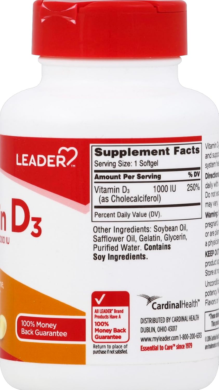 Leader Vitamin D 1000 IU Softgels, 250 Softgels - görsel 2