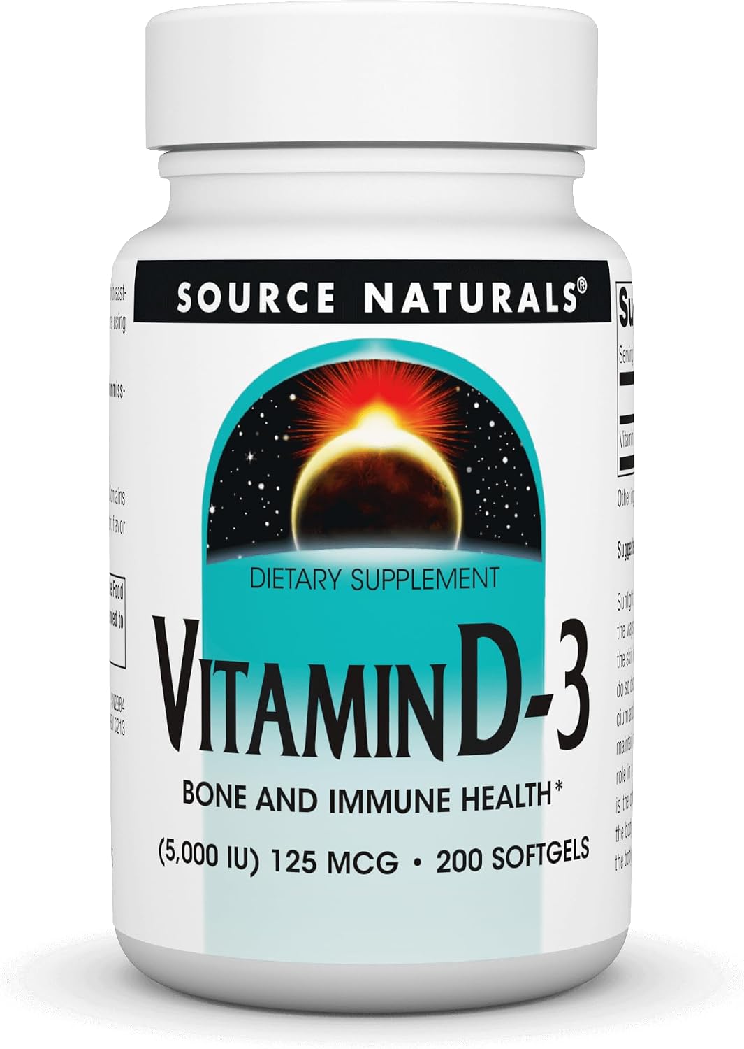Source Naturals Vitamin D-3 5000 IU – 200 Softgels - görsel 1