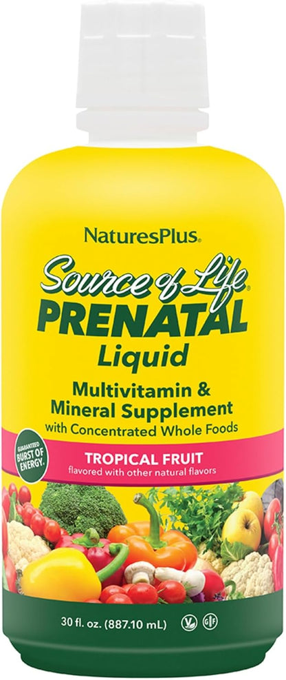 NaturesPlus Source of Life Prenatal Liquid, Tropical Fruit, 887 ml