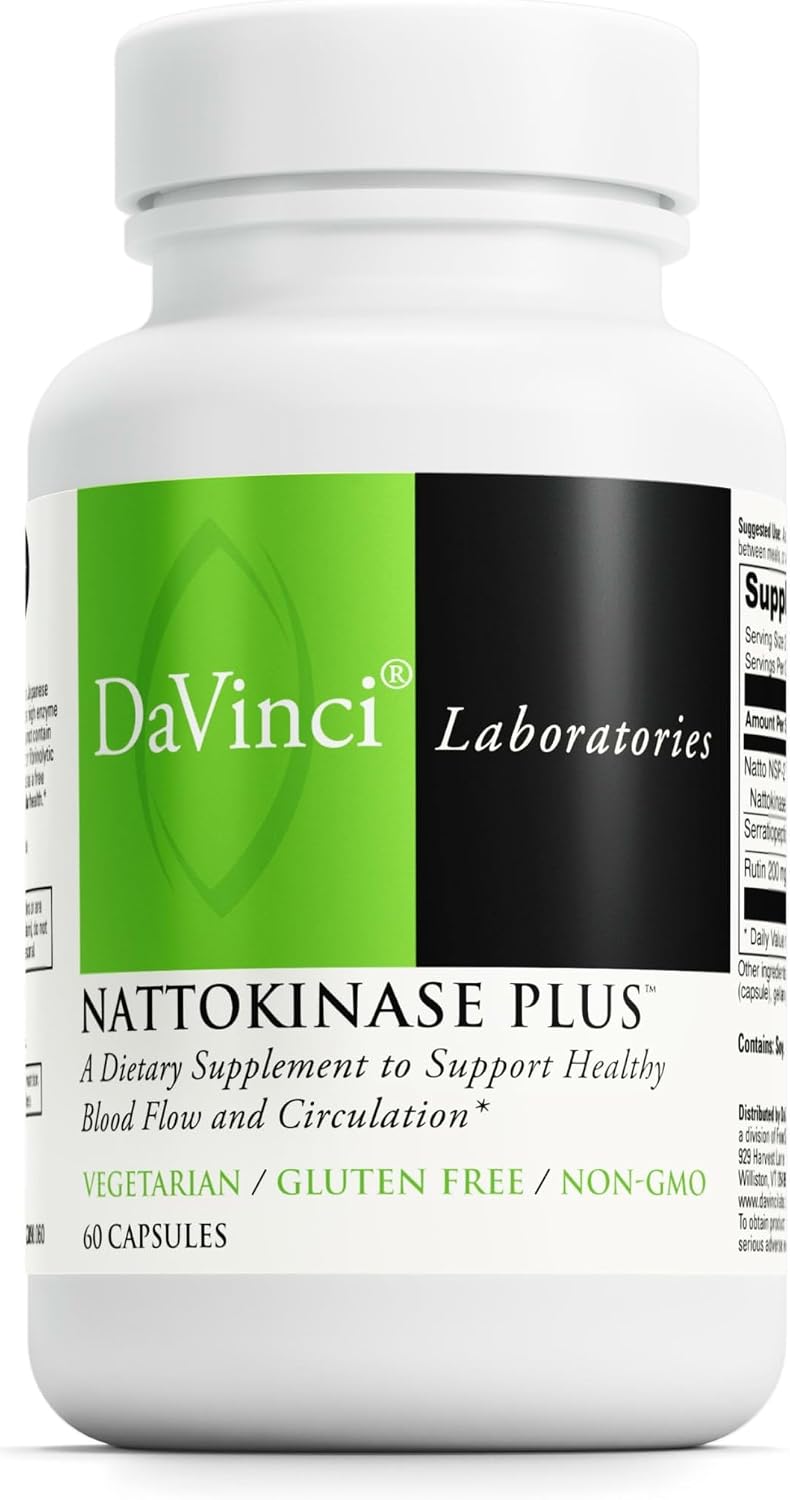 DAVINCI Labs Nattokinase Plus – High-Potency 20,000 FU/g Supplement for Circulatory Support – 60 Capsules - görsel 1