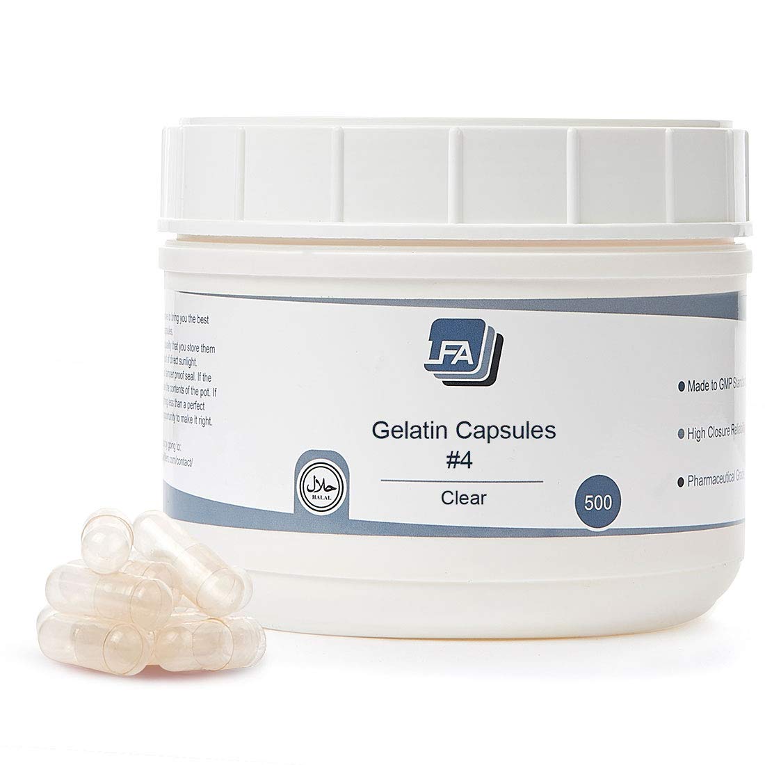 Empty Capsules Size 4 - Clear Gelatine - 500 Count - Fits Capsule Filling Tray - Joined Beef Gelatine Capsules Easy Snap for DIY Powder Supplement Capsules - Halal Certified - görsel 1