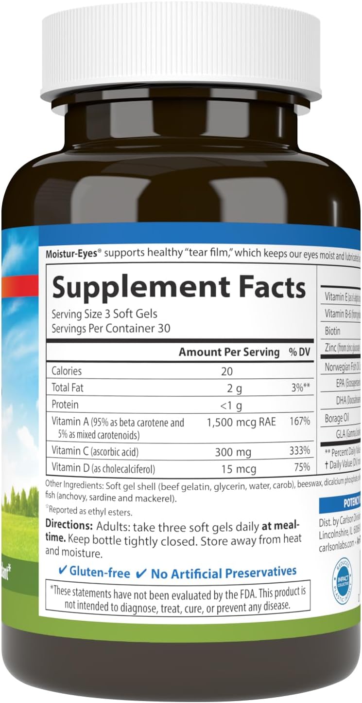 Carlson Moistur-Eyes, Specialty Eye Formula, 90 Softgels - görsel 2
