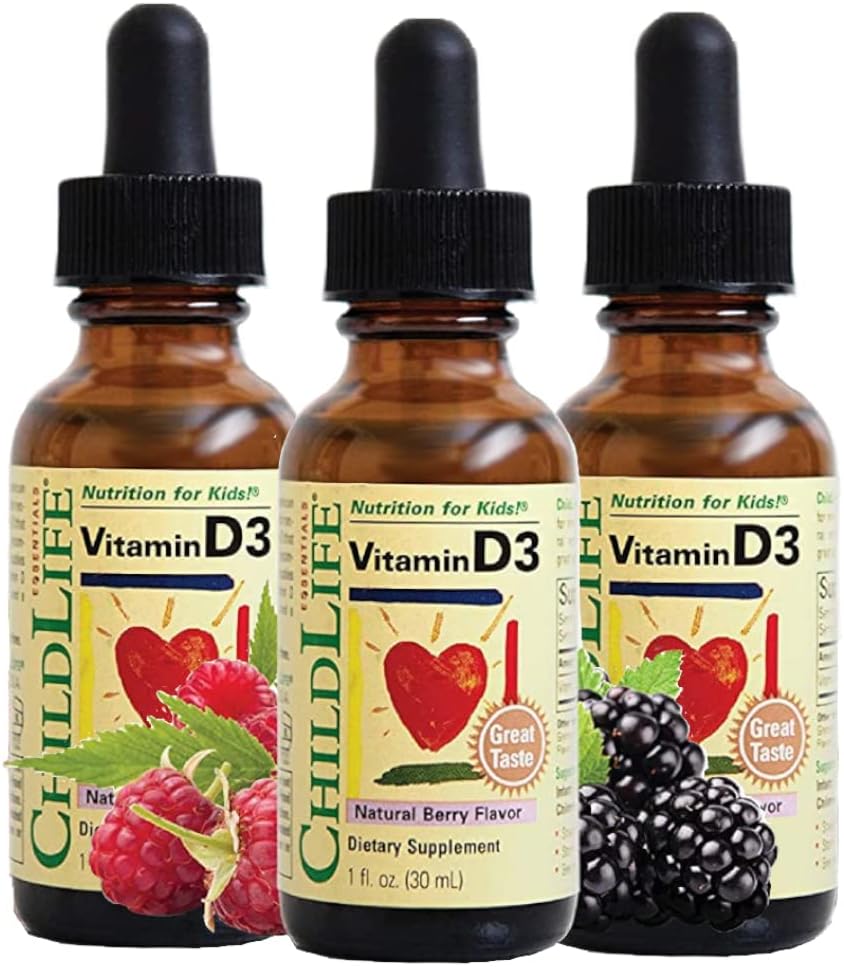 ChildLife Essentials Baby Vitamin D3 Drops - 500 IU per Serving, Natural Berry Flavour - Pack of 3 x 30 ml - görsel 1