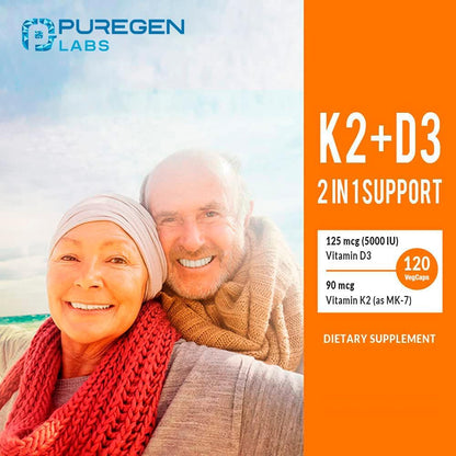 Vitamin D3 5000 IU + K2 (MK-7) 90 mcg Supplement, 120 Capsules