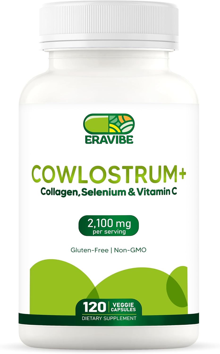 ERAVIBE Colostrum Supplement 4 in 1 with Collagen, Selenium & Vitamin C - 2100mg - 120 Vegan Capsules, Gluten-free - görsel 1