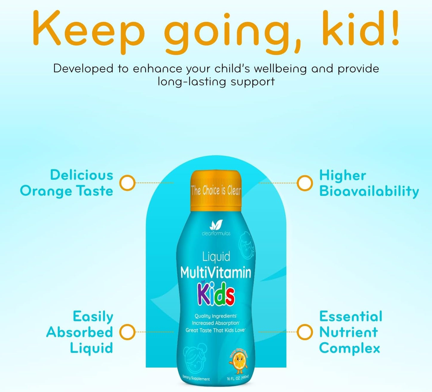 Clear Formulae Sugar Free Liquid Multivitamin for Children – Orange Flavour - görsel 6