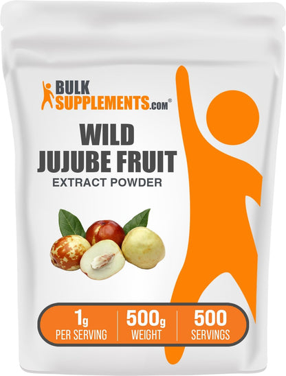 BulkSupplements.com Wild Jujube Extract Powder - Sourced from Jujube Fruit, Herbal Supplement - Gluten-Free, 1g per Serving, 500g
