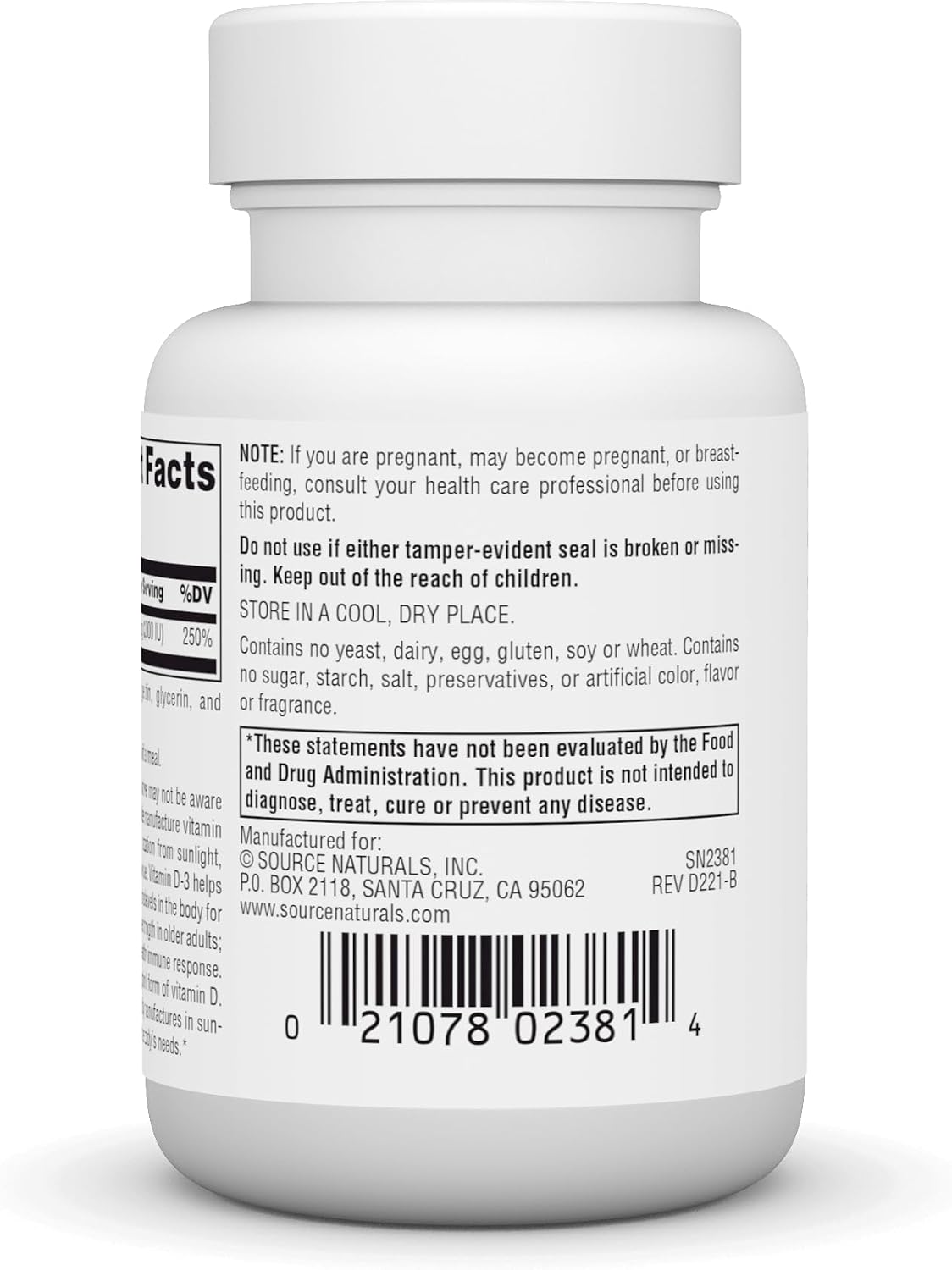 Source Naturals Vitamin D-3 1000 IU – 100 Softgels - görsel 3