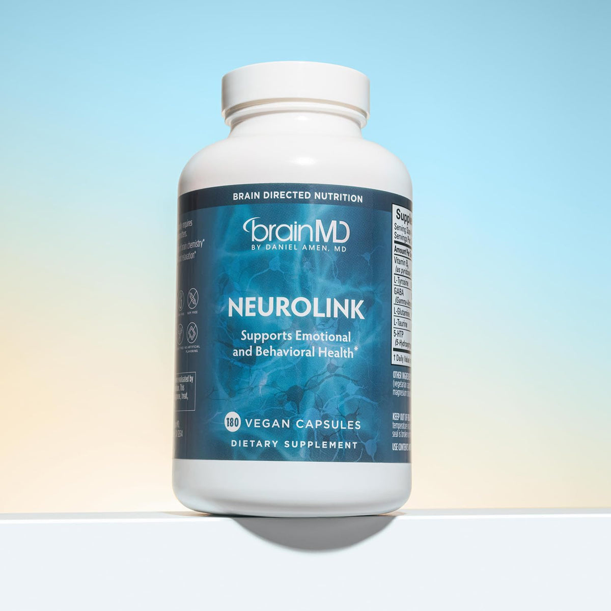 BRAINMD NeuroLink - Brain Function Supplement with GABA, 5-HTP, L-Tyrosine - 180 Capsules - görsel 7