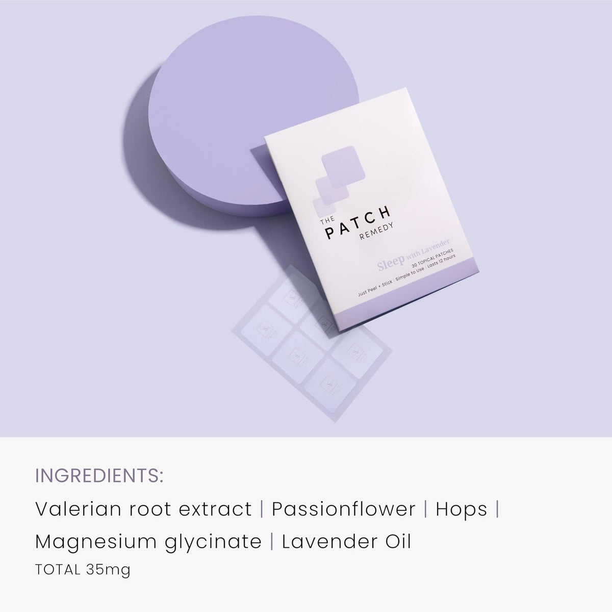 The Patch Remedy Sleep with Lavender Patch | Valerian, Passionflower, Hops, Magnesium Glycinate, Lavender | 30 Patches - görsel 4