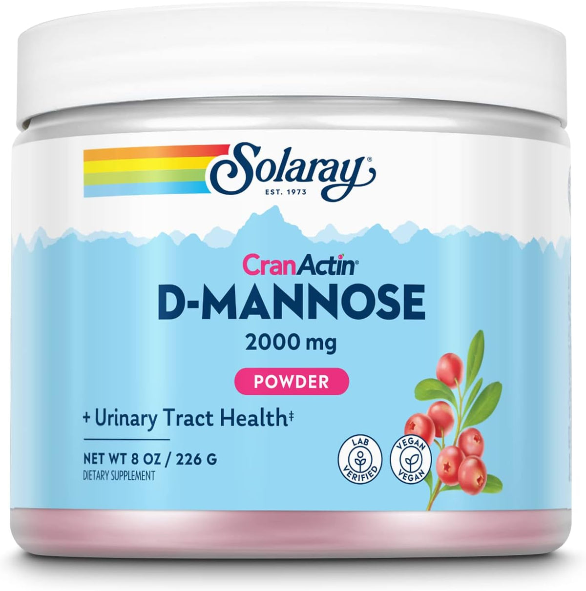 SOLARAY D-Mannose with CranActin Cranberry AF Extract Powder – 2,000 mg, 30 Servings - görsel 1