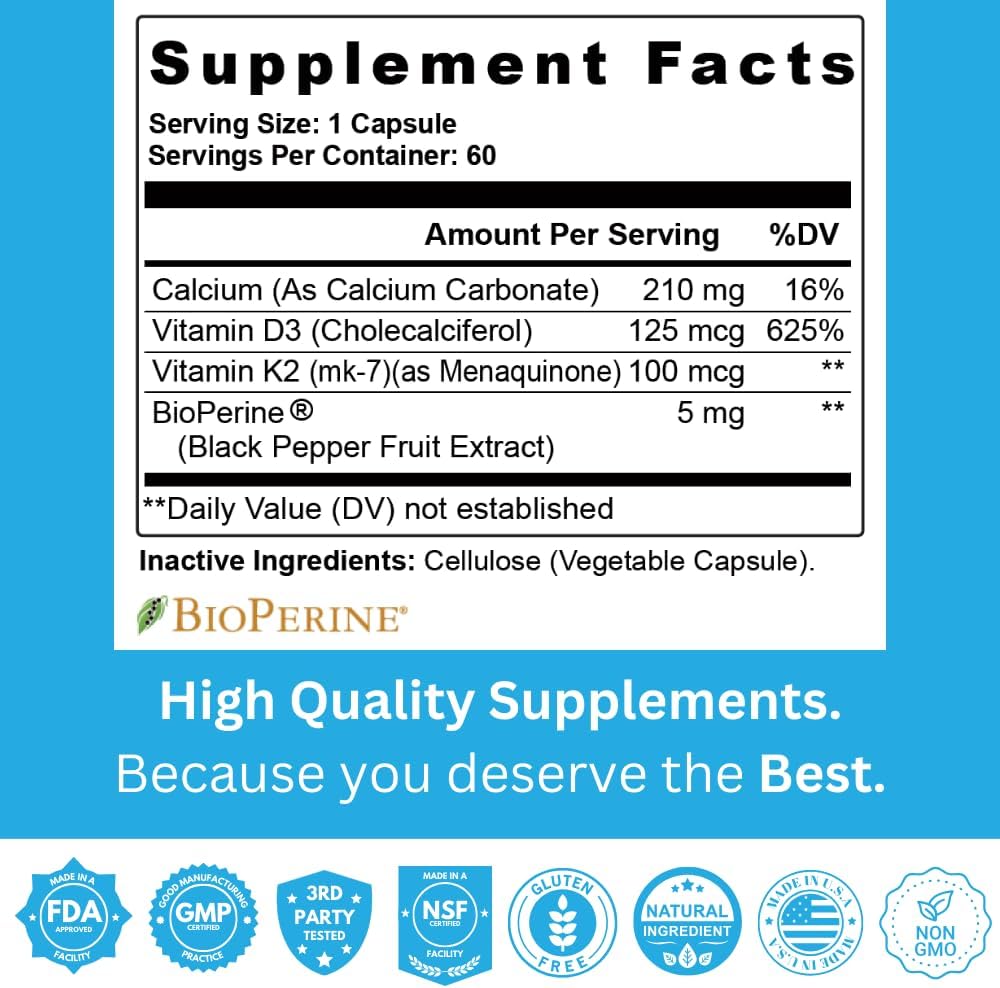 Staver Health Vitamin K2 and D3 with Calcium and Bioperine - görsel 5