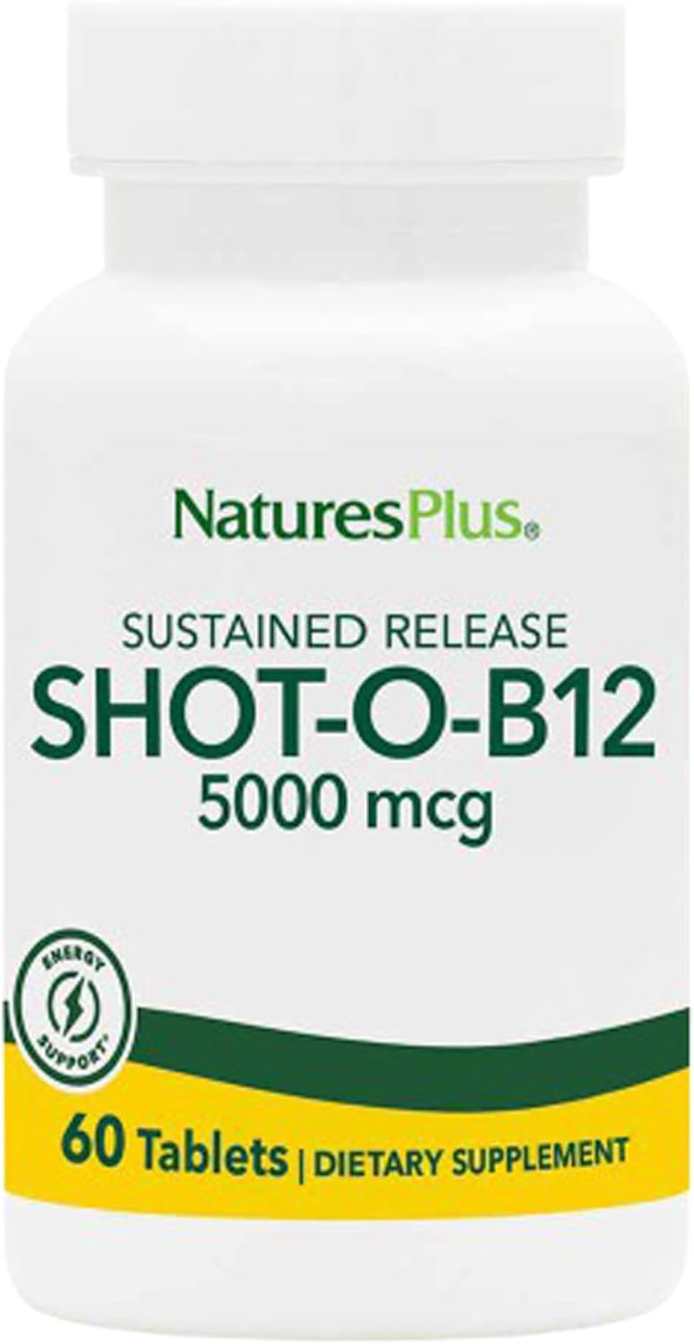 NaturesPlus Shot-O-B12 5000 mcg – Sustained Release Vitamin B12 Tablets – Methylcobalamin – 30 Servings - görsel 7