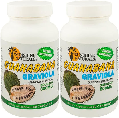Sunshine Naturals Graviola Supplement – 60 Capsules (Pack of 2)