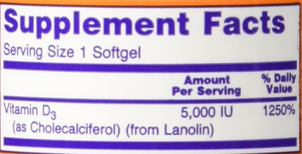 NOW Foods Vitamin D3 5000 IU, 240 Softgels (Pack of 2) - görsel 2