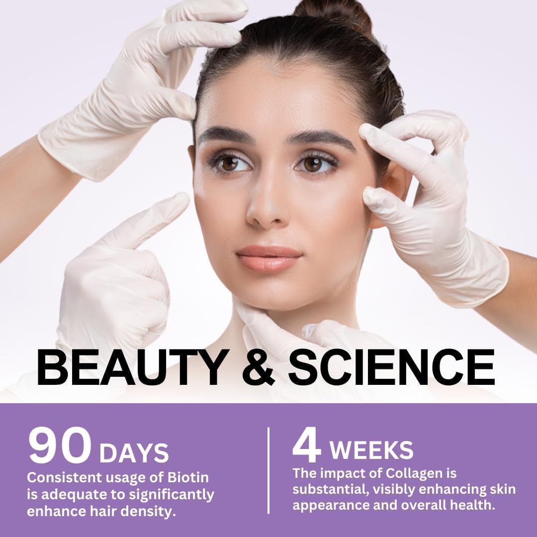 Vitboost Biotin with Hyaluronic Acid, Collagen and Keratin – 25000 mcg – Hair, Skin and Nails Supplement – 120 Capsules - görsel 5