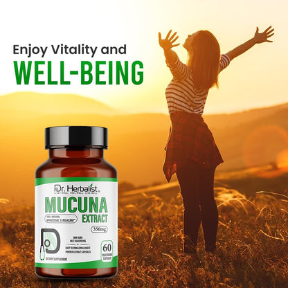 Dr. HERBALIST Mucuna Pruriens Extract 350mg – 60 Vegan Capsules | Non-GM | Fast Absorbing