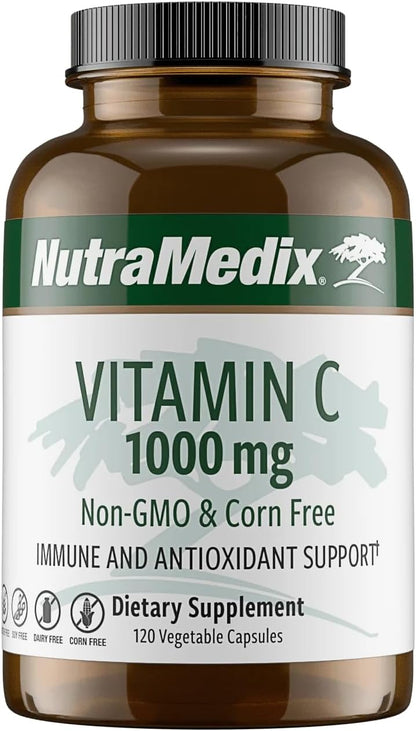 NutraMedix Corn-Free Vitamin C Capsules – Antioxidant and Seasonal Immune Support – Vitamin C Supplement with Ascorbic Acid Derived from Tapioca – 1000 mg (120 Vegetable Capsules)