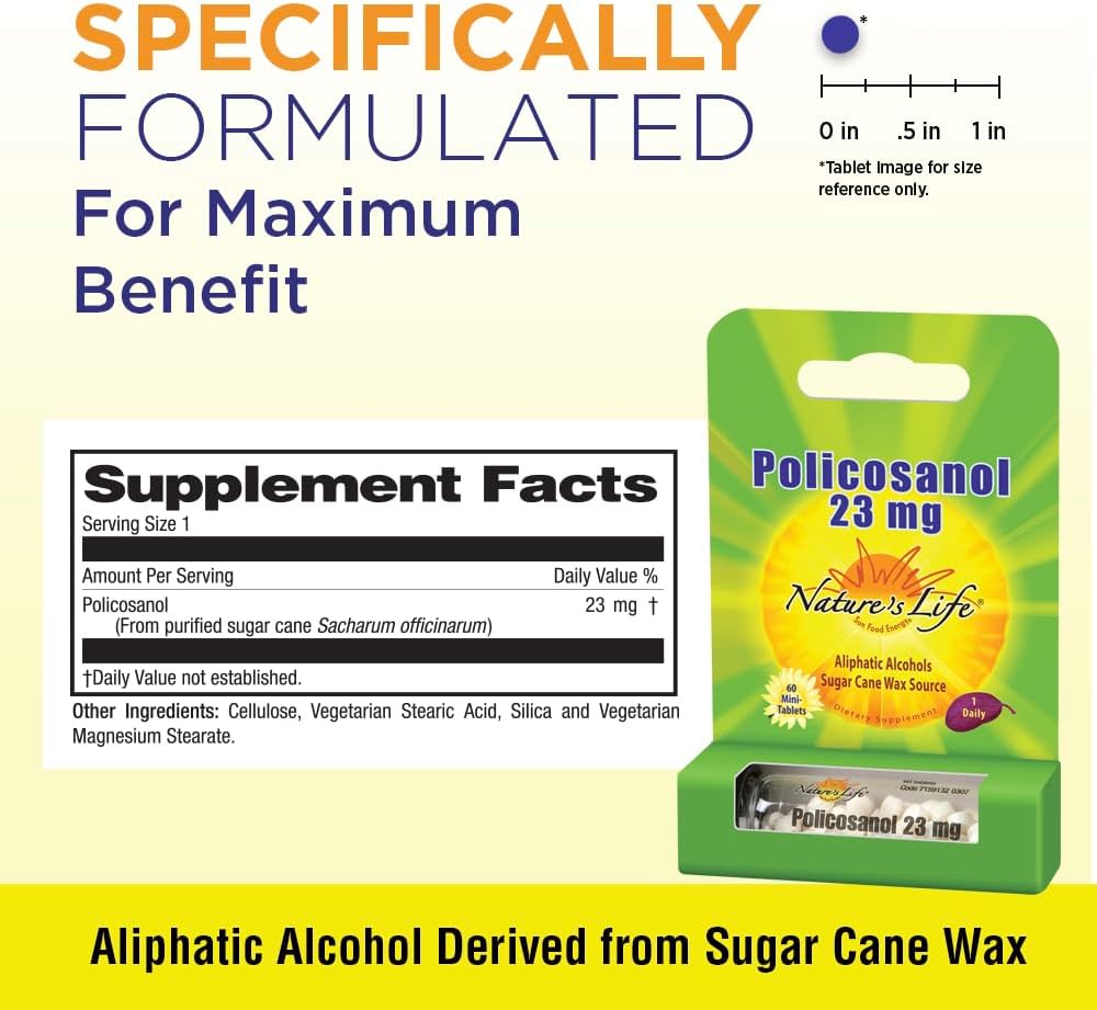 Nature's Life Policosanol 23mg | Cardiovascular Health Support, Blood Circulation & Healthy Heart Function | 60 Tablets - görsel 2