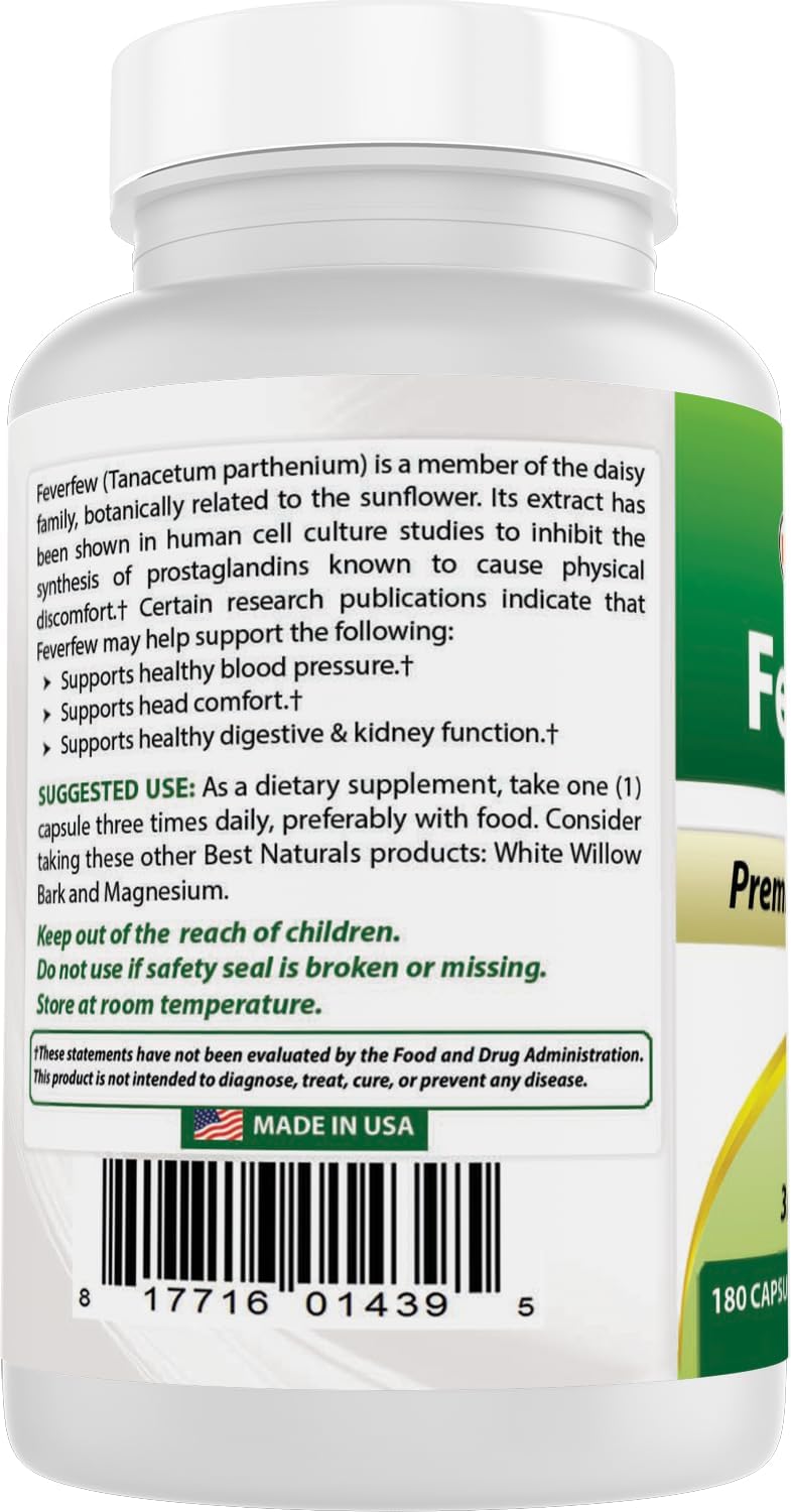 Best Naturals Feverfew 380 mg - 180 Capsules - görsel 8