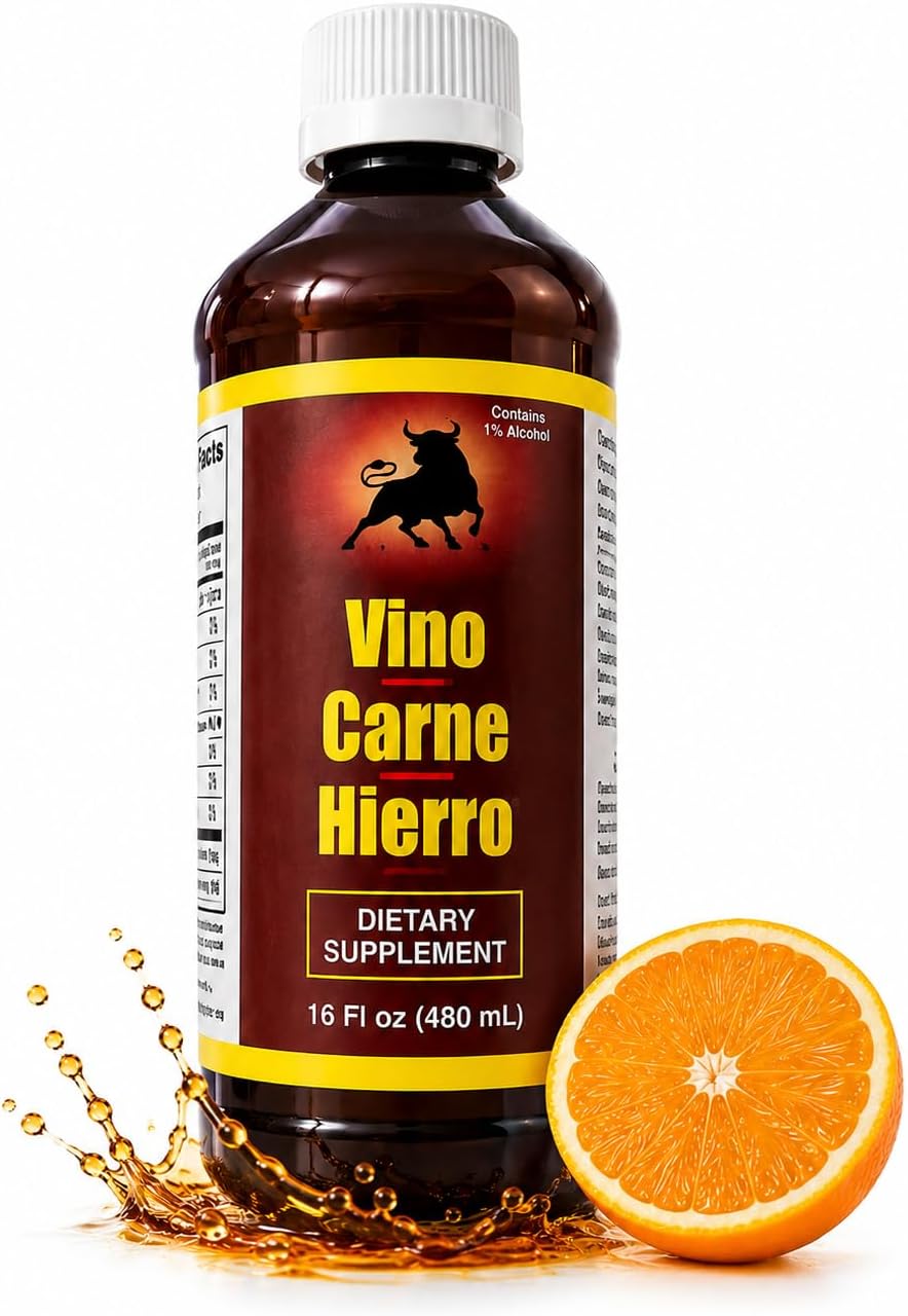 Menper Vino Carne Hierro Iron Supplement - Liquid Iron with Vitamin Blend, 473 ml - görsel 1