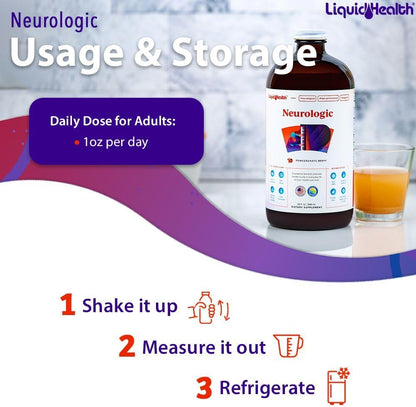 LIQUIDHEALTH Neurologic Focus Supplement - Brain Booster for Cognitive Function, Memory & Focus - 946 ml