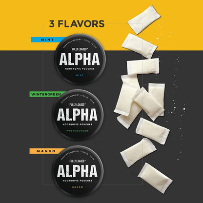 Fully Loaded Alpha Nootropic Pouches (Mango) - 5 Cans, 15 Pouches per Can