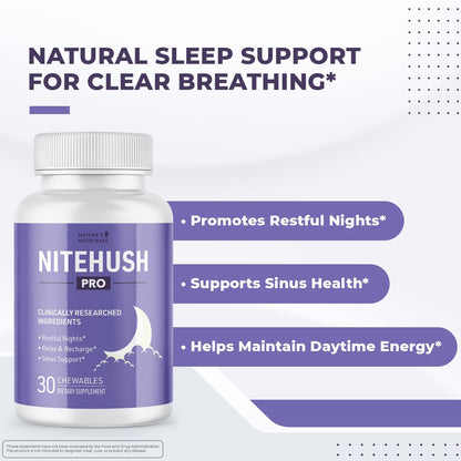 NiteHush Pro – Ivy Extract & Quercetin Chewable Tablets – 30 Tablets