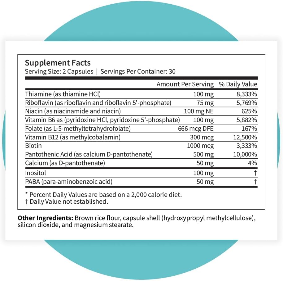 Pattern Wellness Vitamin B Complex Supplement - Comprehensive Blend of Essential B Vitamins - Supports Energy, Cognitive & Cellular Health - 3rd Party Lab Tested - 60 Capsules - görsel 8