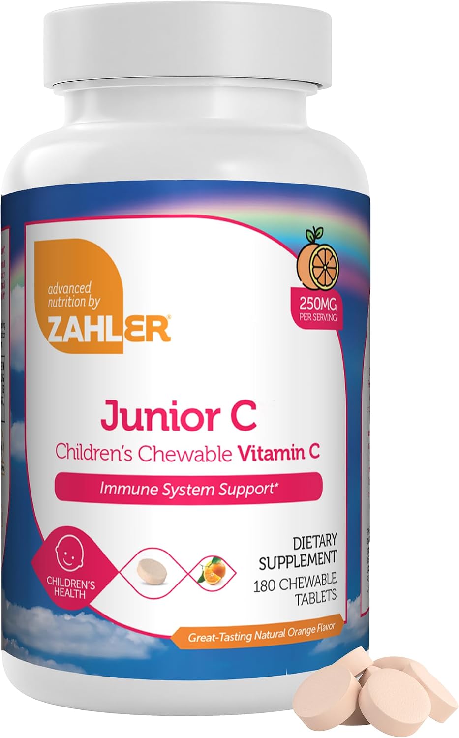Zahler Junior C Advanced Chewable Vitamin C for Children – Orange Flavour, 90 Tablets - görsel 7