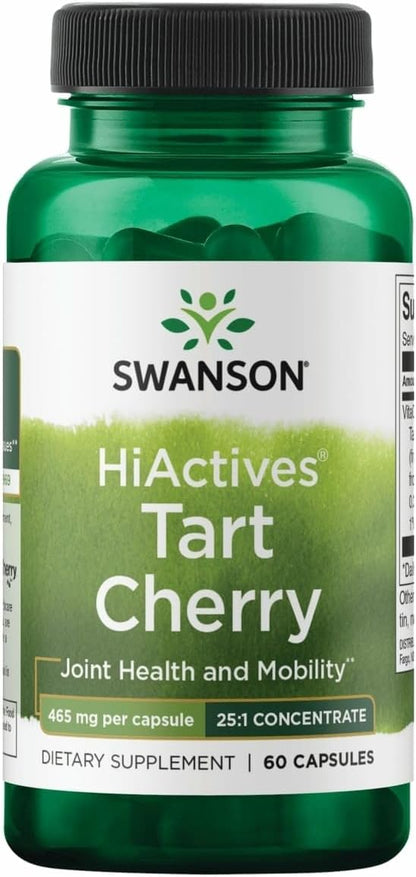 Swanson HiActives Tart Cherry - Food Supplement for Joint Support - 60 Capsules, 465mg Each