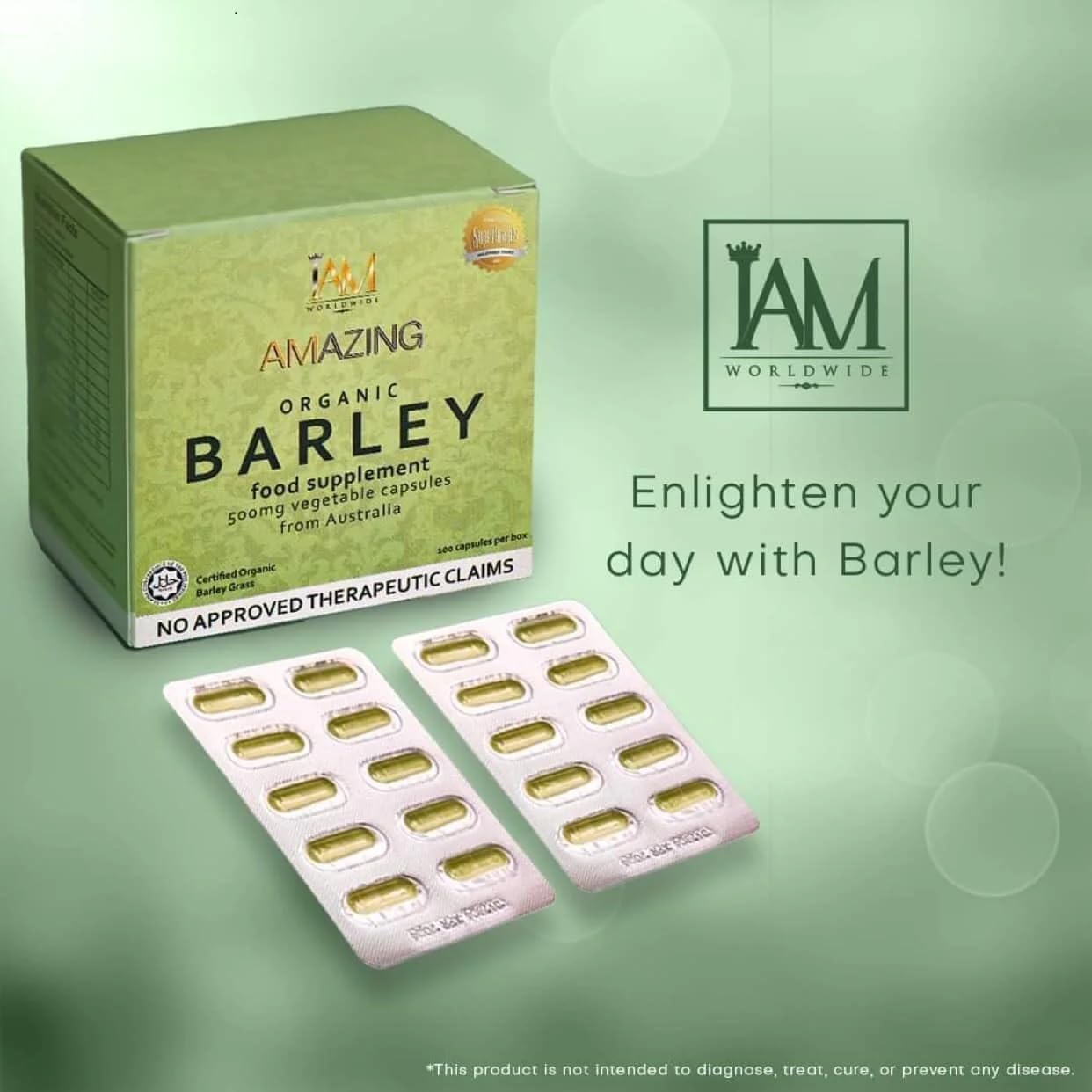 IAM WORLDWIDE Amazing Organic Barley Capsule from Australia 100 Capsules x 500 mg - görsel 4