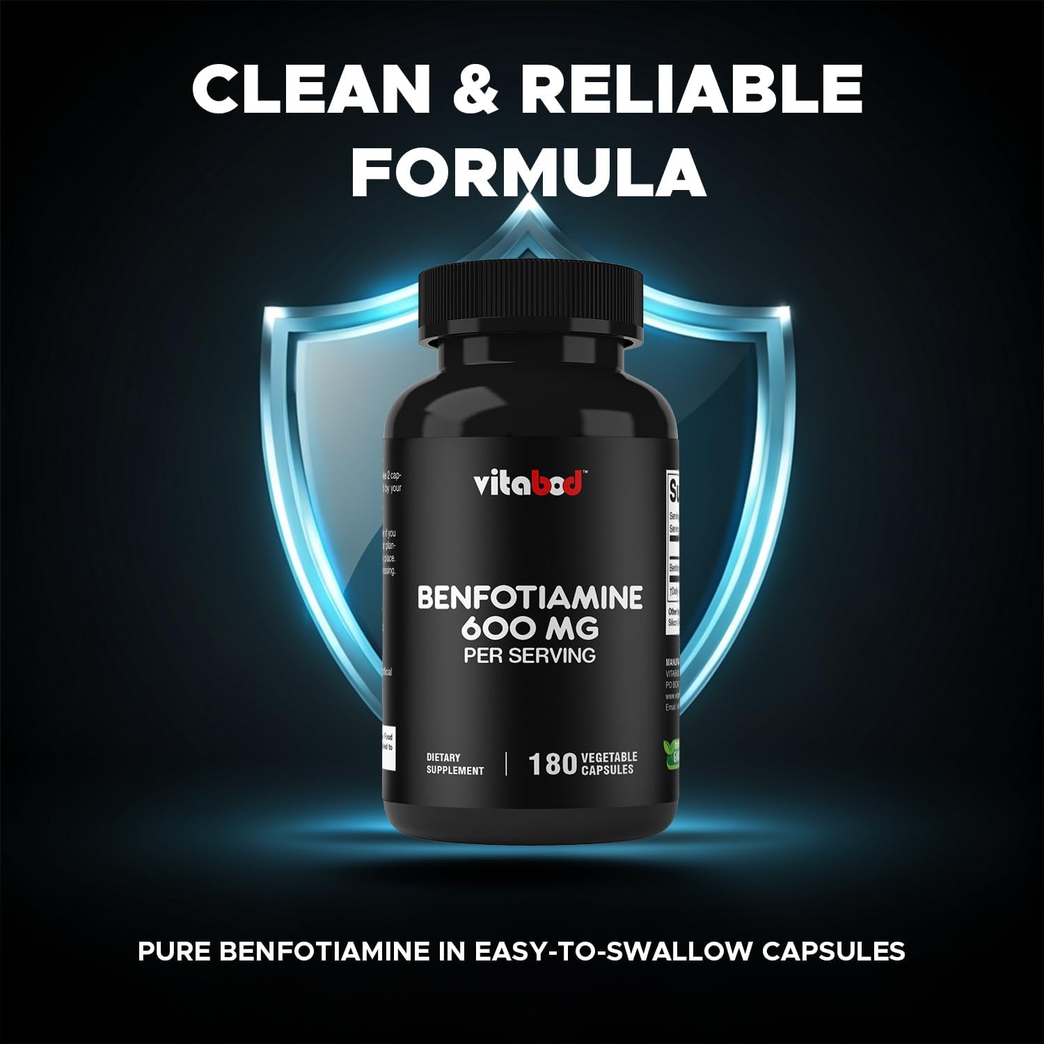 Vitabod Benfotiamine 600mg – Fat-Soluble Vitamin B1 Supplement (180 Vegetarian Capsules) - görsel 7