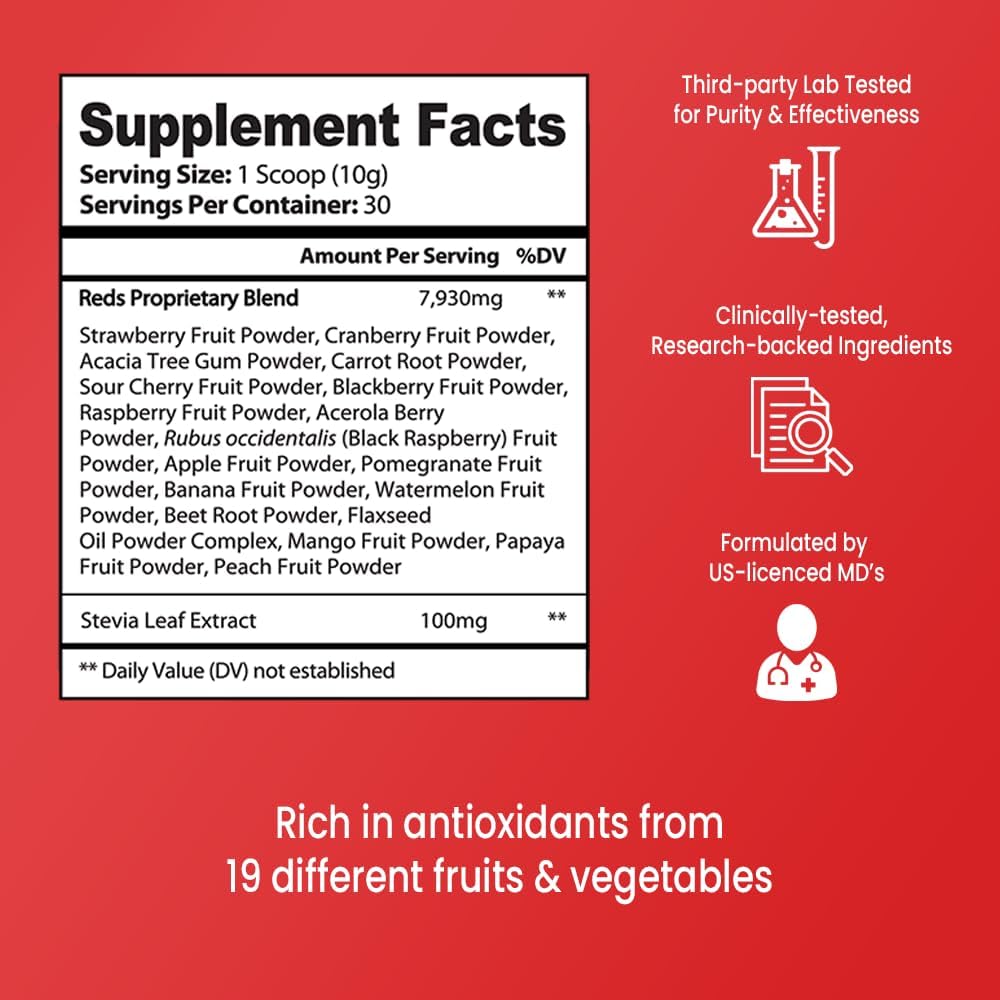 VB Health Red Boost Superfood Powder - 19 Fruits & Berries (30 Servings) - görsel 1