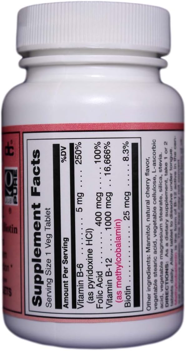 Unique B-12 Sublingual B Vitamins, 90 Vegetarian Capsules - görsel 2
