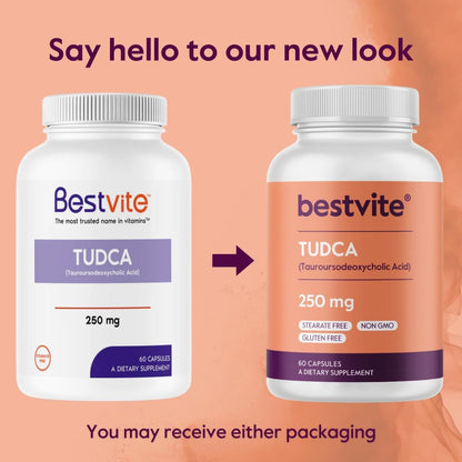 BESTVITE TUDCA 250mg (60 Capsules) (Tauroursodeoxycholic Acid) – No Stearates, Gluten-free, Non-GMO