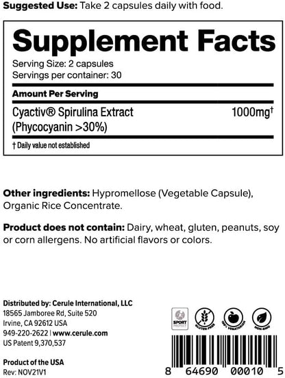 Cerule Cyactiv Natural Inflammation Support – Whole Body Balance & Cellular Defence – 60 Capsules