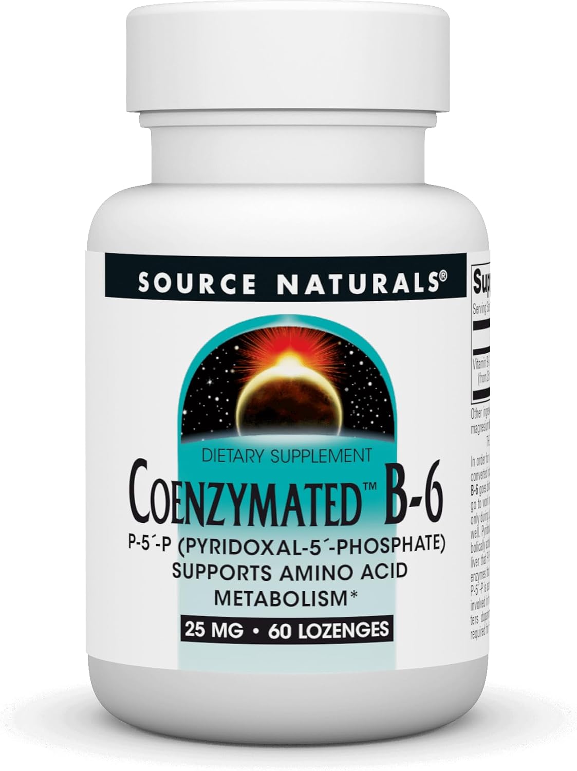 Source Naturals Coenzymated B-6 – 25 mg Pyridoxal-5-Phosphate (P5P) Lozenges, 60 Lozenges - görsel 1