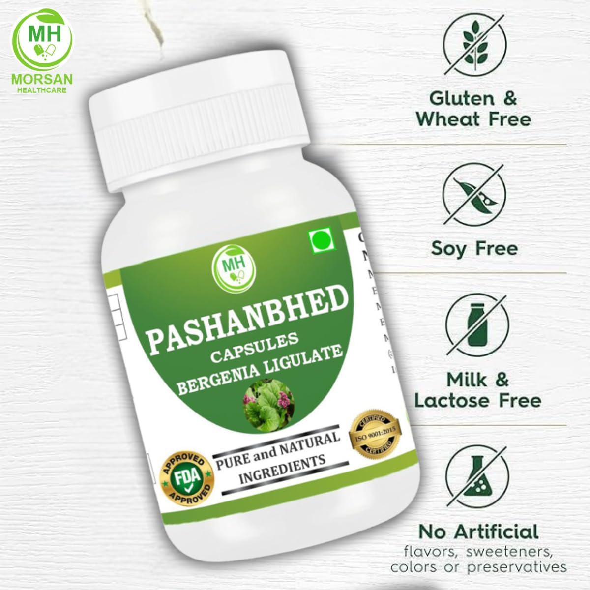 Pashanabheda (Bergenia ligulata) Powder Capsules - 500mg, 120 Veg Capsules - Ayurvedic Herbal Supplement - görsel 6
