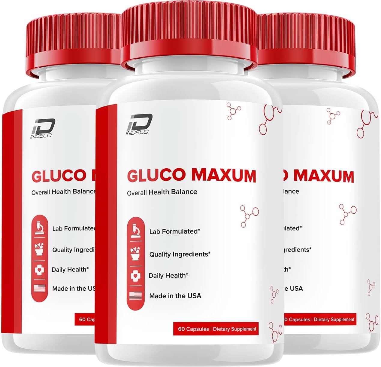 Gluco Maxum Capsules - All-Natural Blood Sugar Support Supplement, 3 Pack (180 Capsules) - görsel 1