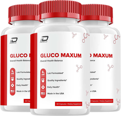 Gluco Maxum Capsules - All-Natural Blood Sugar Support Supplement, 3 Pack (180 Capsules)