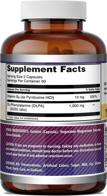 Amazing Formulae DLPA – DL-Phenylalanine 1000 mg (180 Capsules)