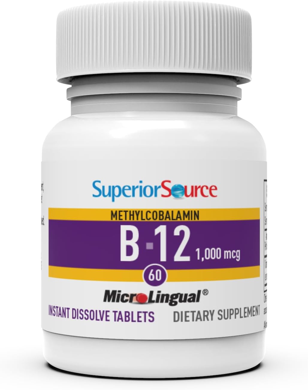 Superior Source No Shot Methylcobalamin B-12 1,000 mcg – Vitamin B-12 to Support Energy Metabolism, Nervous System Function & Overall Health – Sublingual Tablets for Fast Absorption – 60 Dissolving Tablets - görsel 4