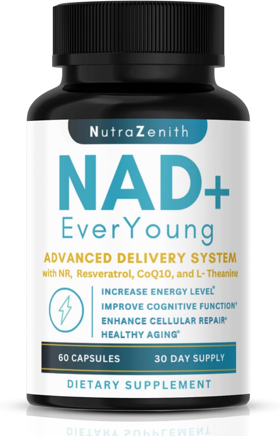 NAD+ Supplement with Nicotinamide Riboside, CoQ10 and Resveratrol – 60 Capsules - görsel 1