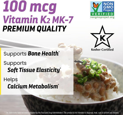 Dr's Hope Natural Vitamin K2 MK4 & MK7 – 600 mcg Dual Action for Bone Strength & Heart Health – 3 Month Supply