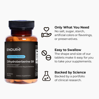 ENDUR Dihydroberberine SR (Sustained Release) Berberine 150 mg, 60 Tablets