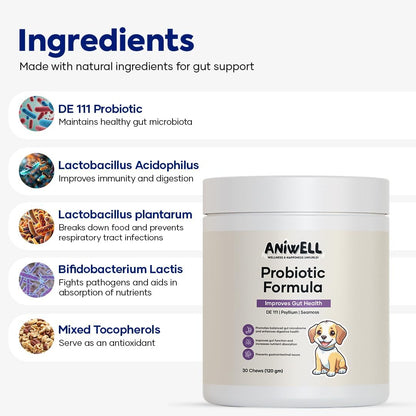 Aniwell Probiotics for Dogs – Dog Chews for Gut Health, Digestive Health & Seasonal Allergies