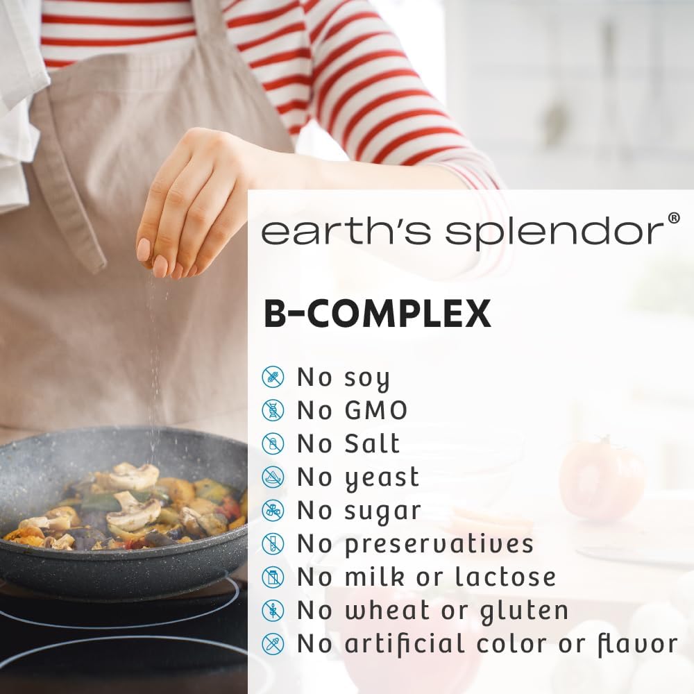 Earth's Splendor Vitamin B Complex – Supports Energy, Metabolism, and Immune Function – Complete B-Vitamin Formula for Men & Women, 60 Tablets, 2-Month Supply - görsel 4